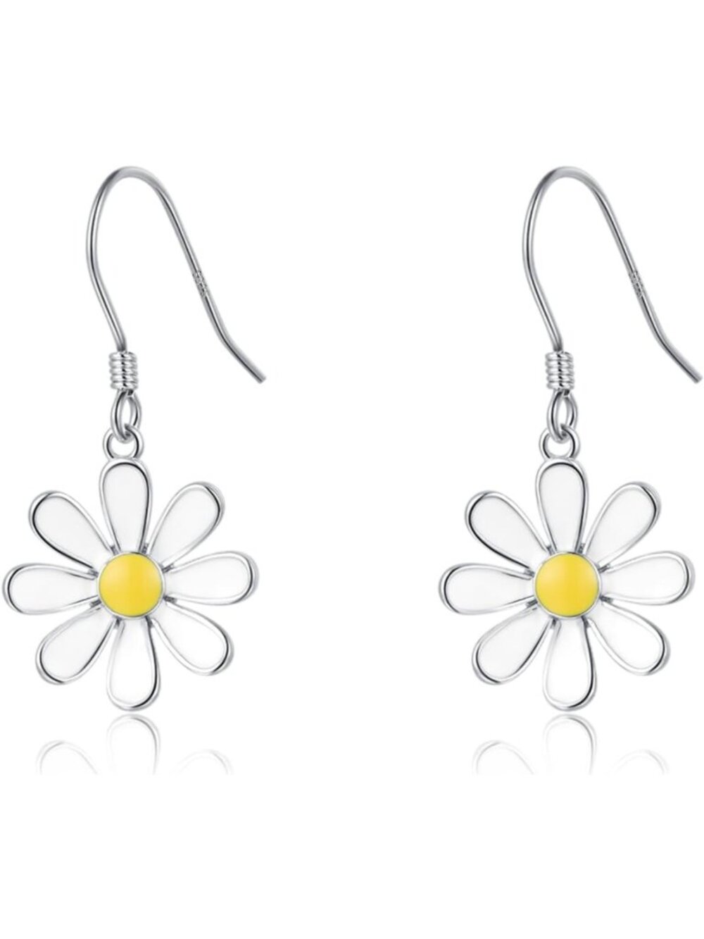 925 Sterling Silver Daisy Flower Dangle Earrings for Women & Teens